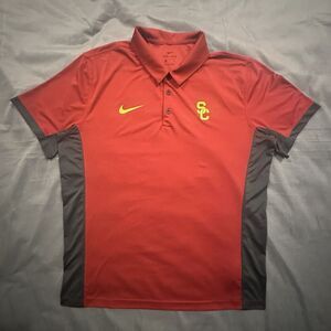 Nike USC Trojans Polo Mens XL Colorblock NCAA College Sports Shirt Golf Coach